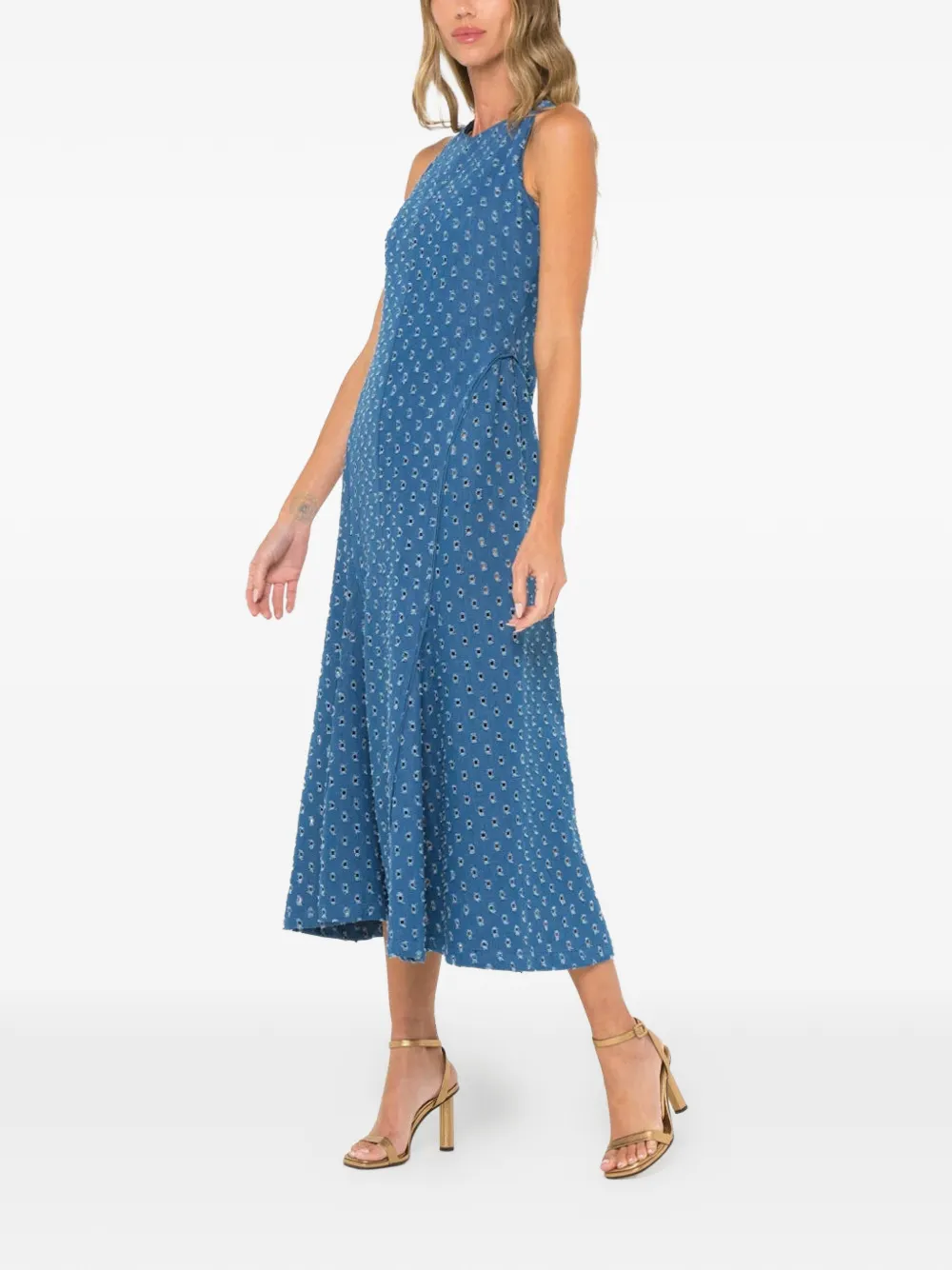 JBQ Brynn mouwloze midi-jurk met patroon Blauw