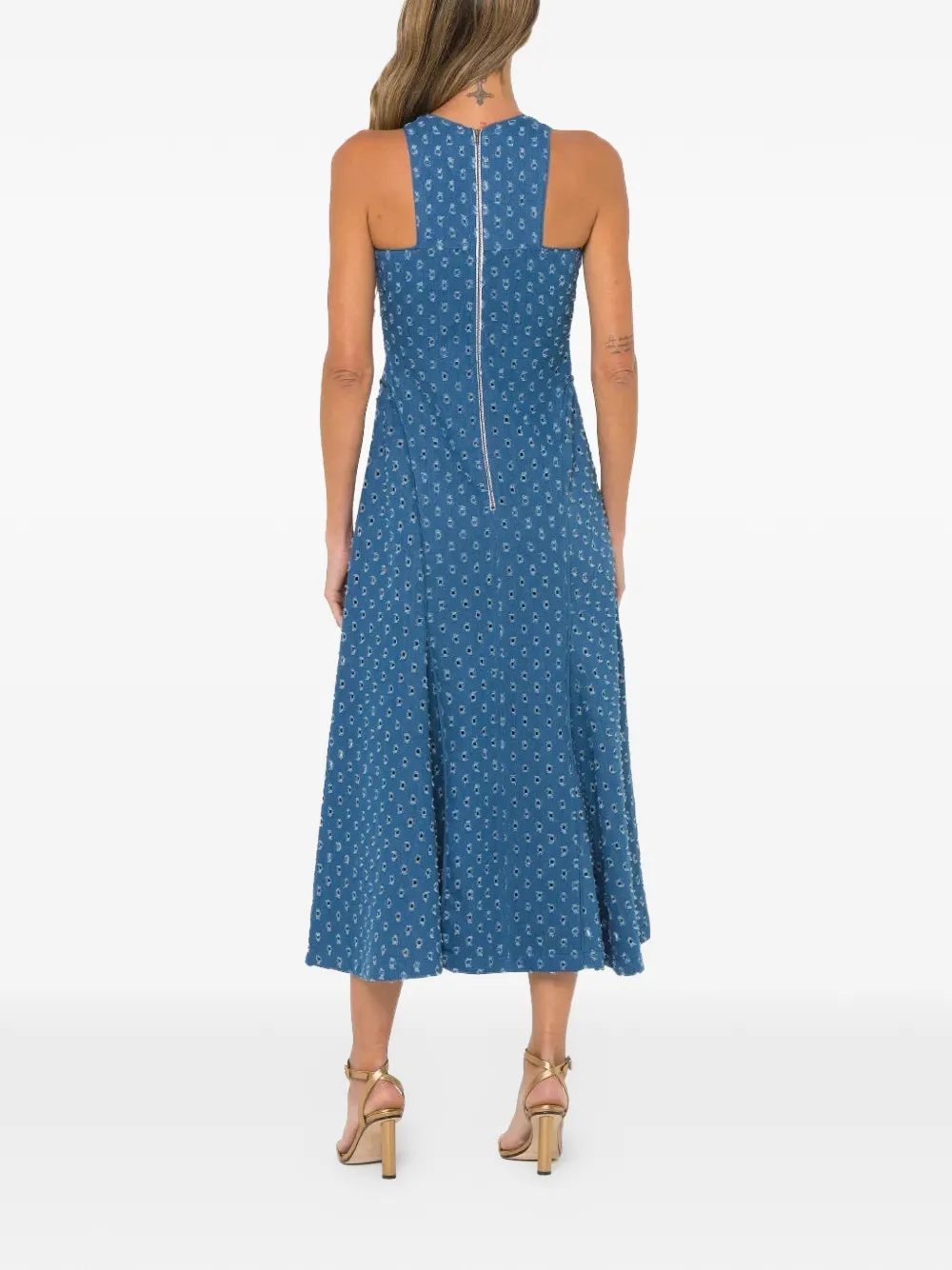 JBQ Brynn mouwloze midi-jurk met patroon Blauw