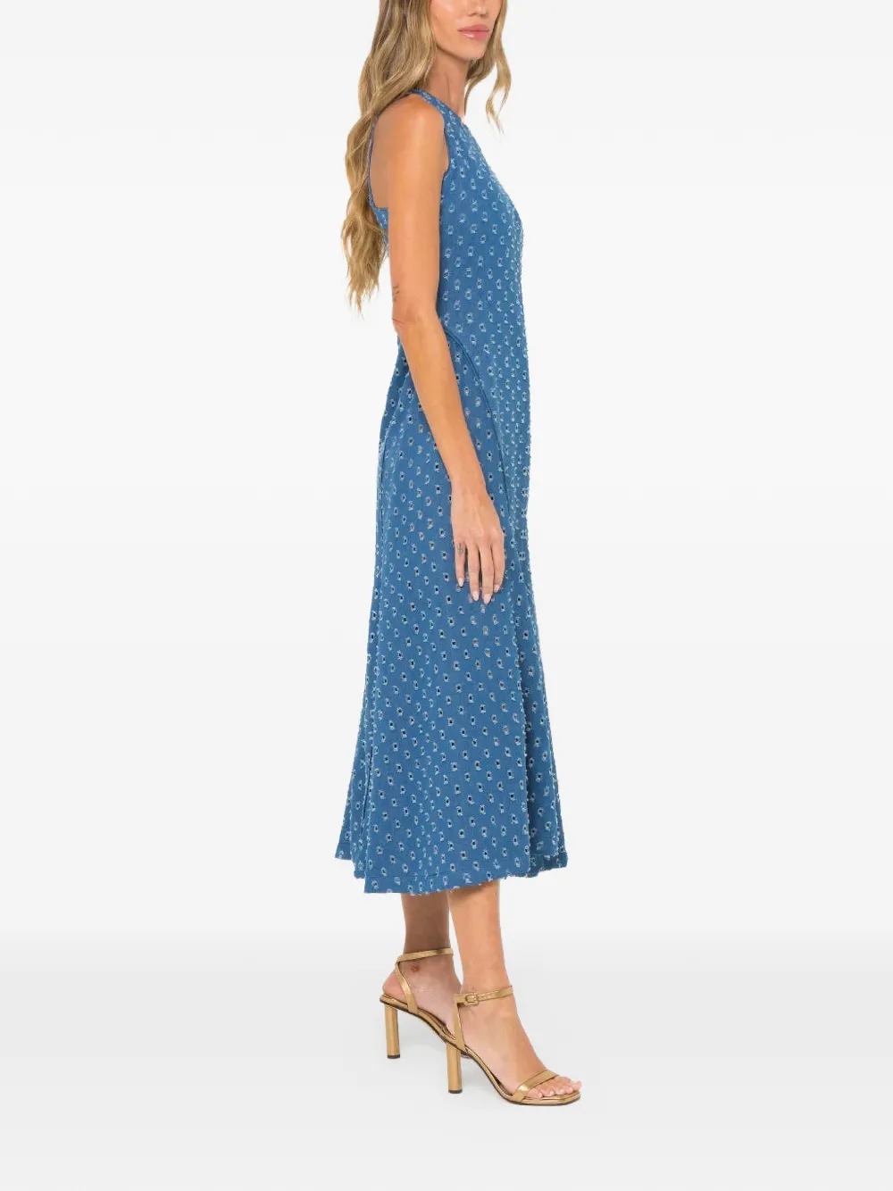 JBQ Brynn mouwloze midi-jurk met patroon Blauw