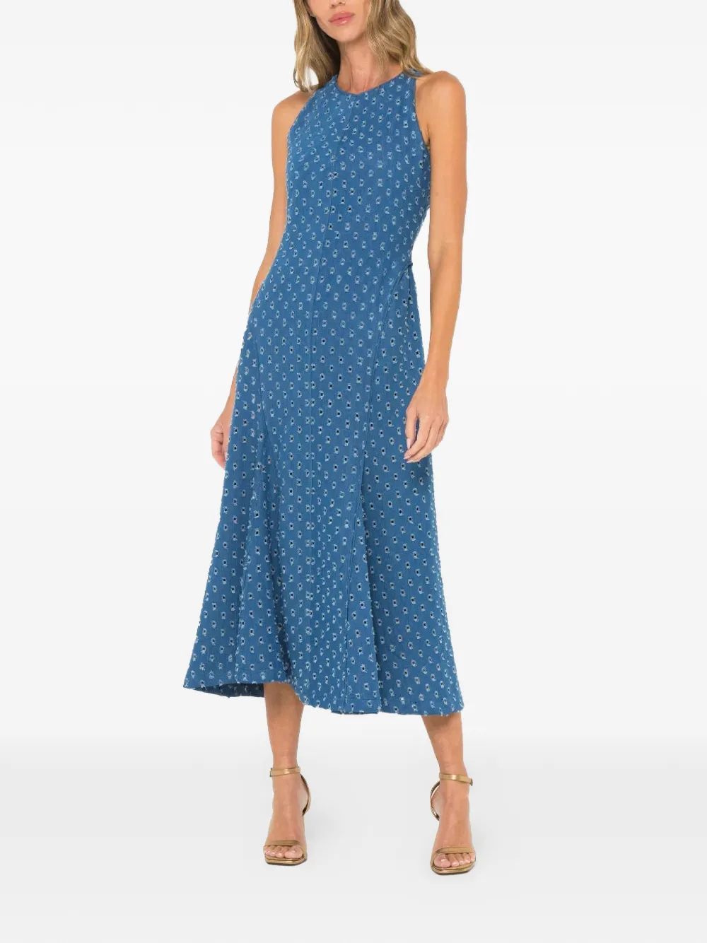 JBQ Brynn mouwloze midi-jurk met patroon Blauw