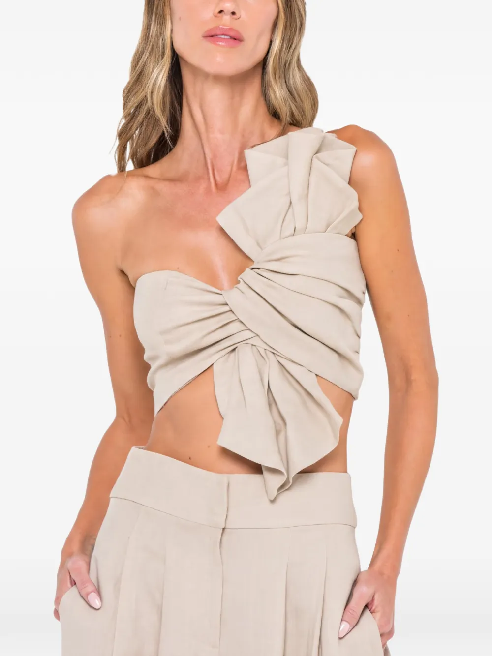 JBQ Gerüschtes Oyster One-Shoulder-Top - Nude