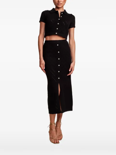 HEVRON pointelle-knit cropped cardigan