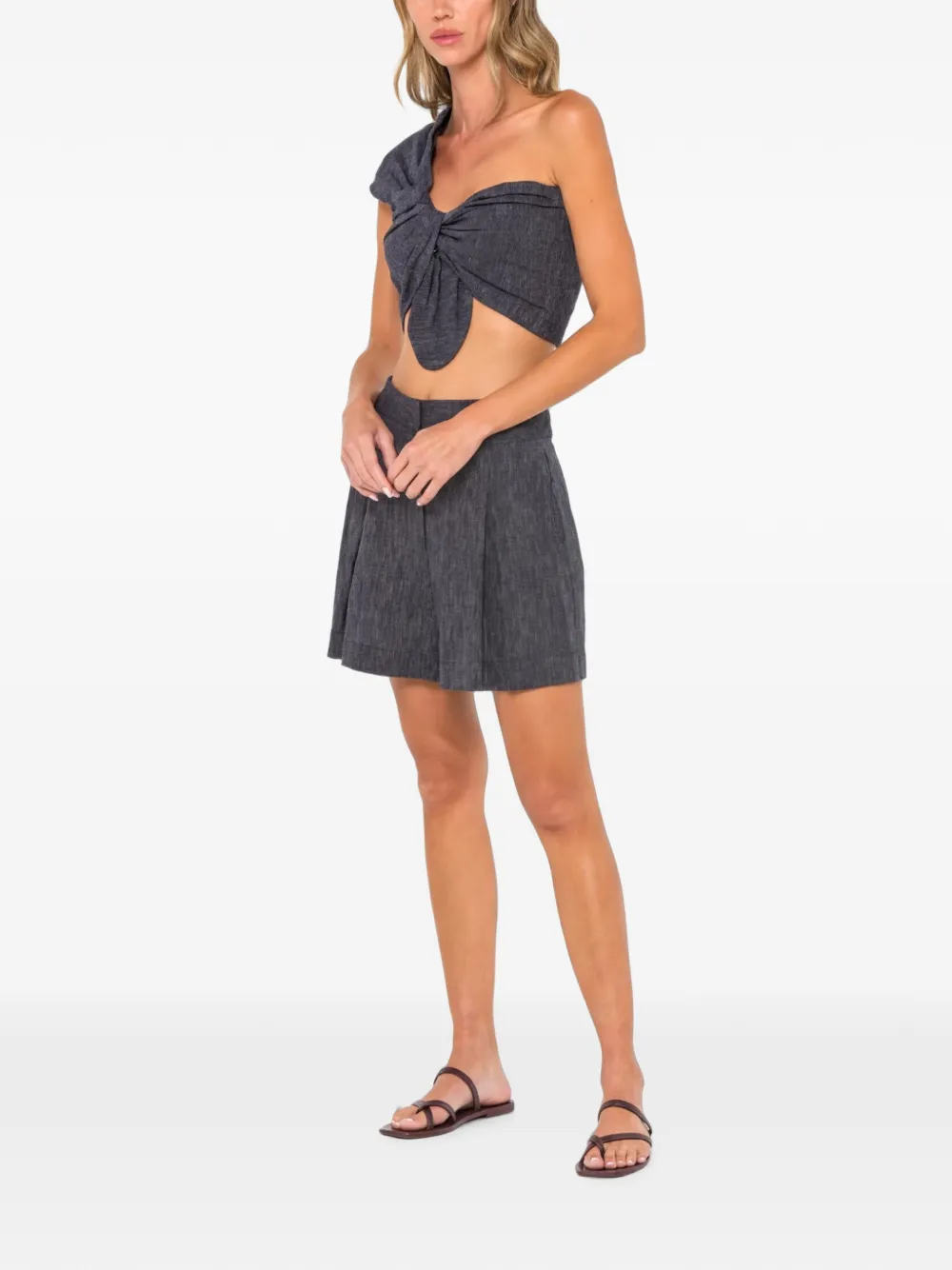 JBQ Geplooide shorts met krijtstreep Grijs