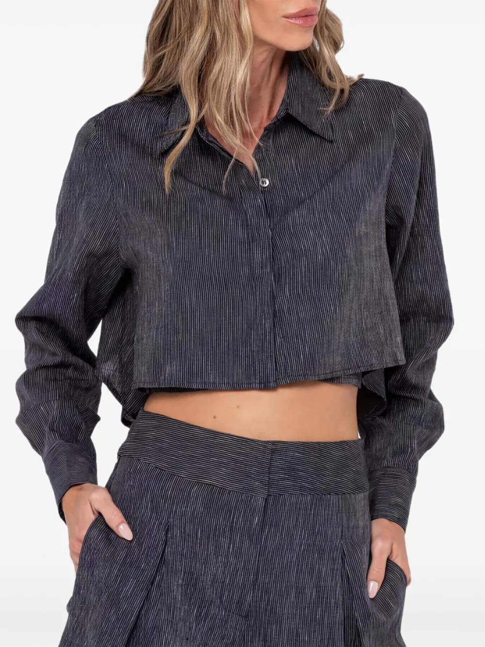 JBQ pleated pinstripe shorts - Grigio
