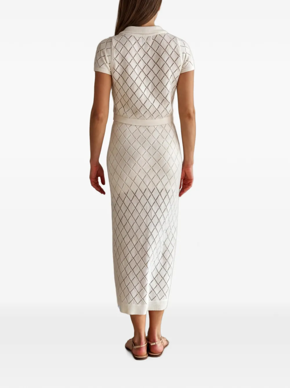 HEVRON Mia midi-rok met diamant-patroon Beige