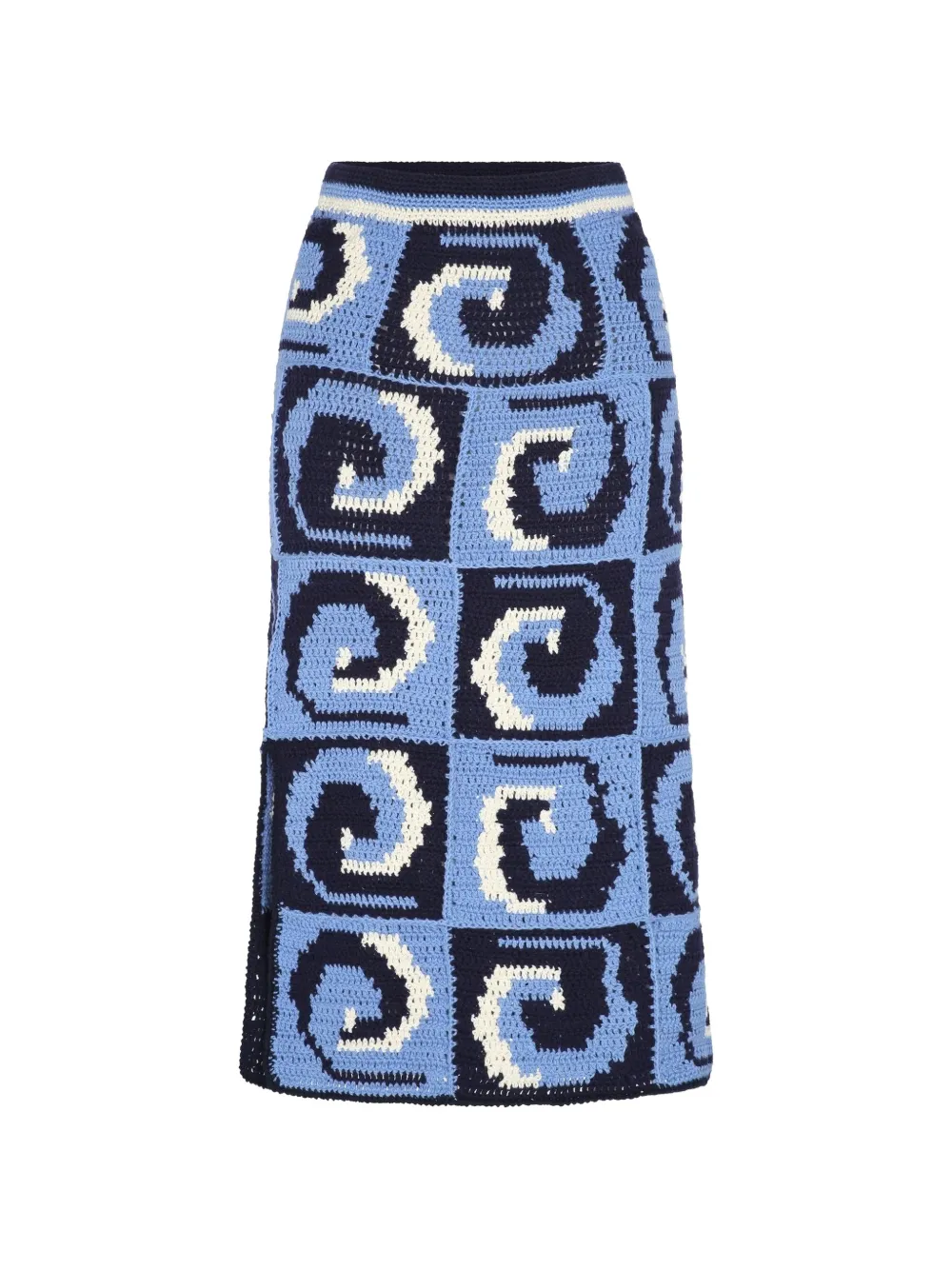 Carolina K spiral-pattern crochet-knit skirt - Blau
