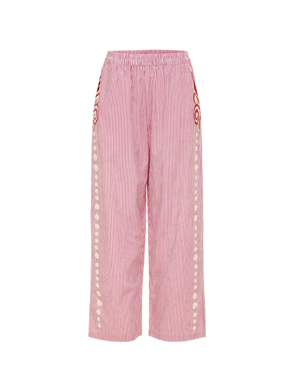 Carolina K stripe-pattern embroidered trousers - Rosso
