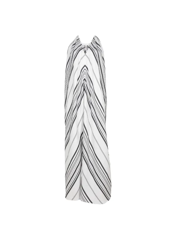 Marrakshi Life Striped Halterneck Maxi Dress in White