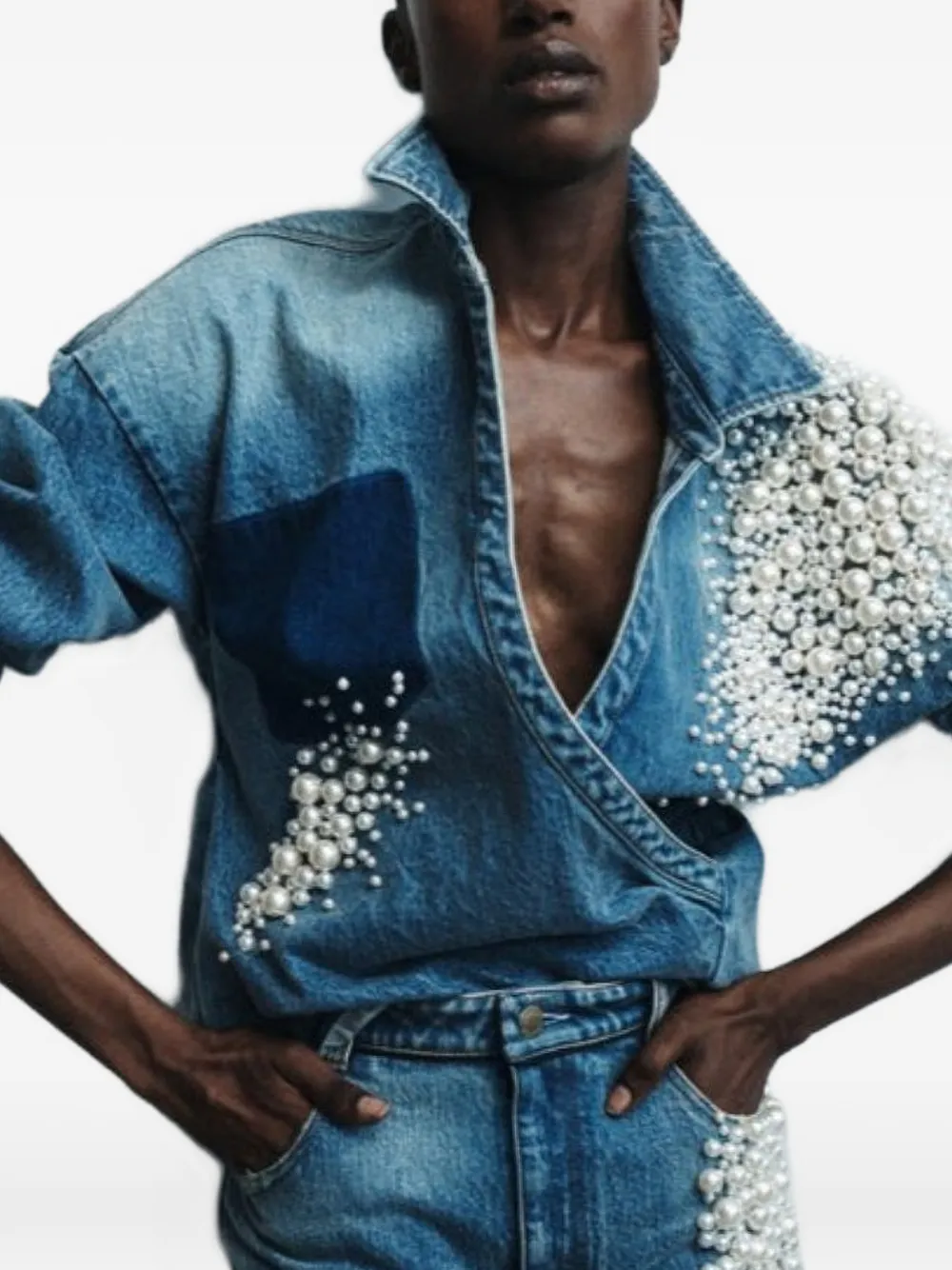 Hellessy Astro faux-pearl wrap-style top - Blu