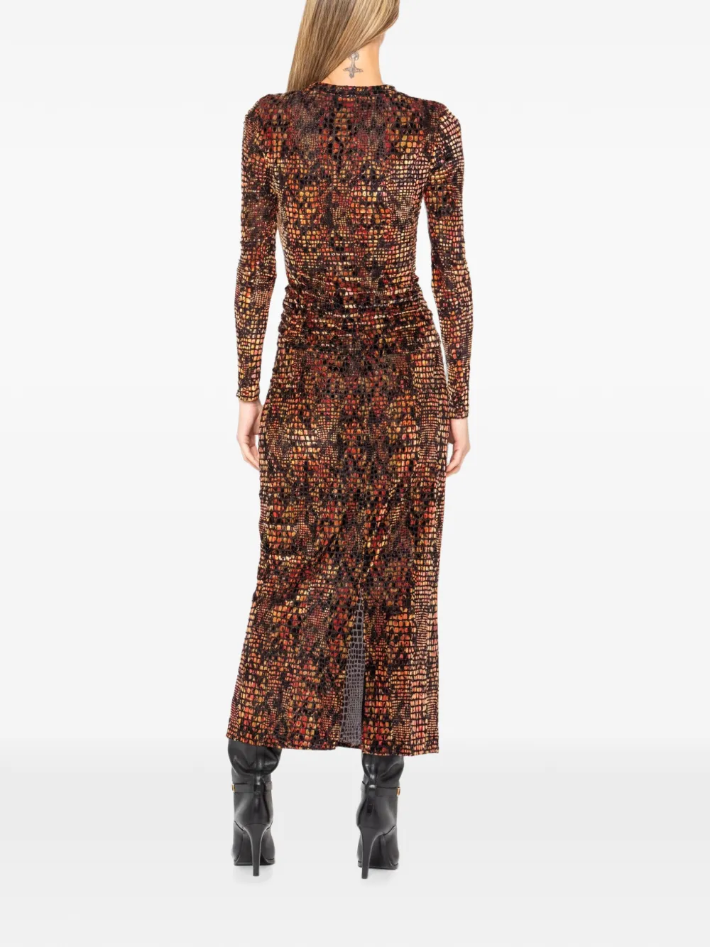 JBQ Hugo top met ruches en mozaiekprint Bruin
