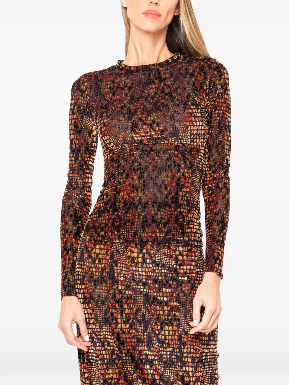 JBQ Hugo mosaic-print ruched top