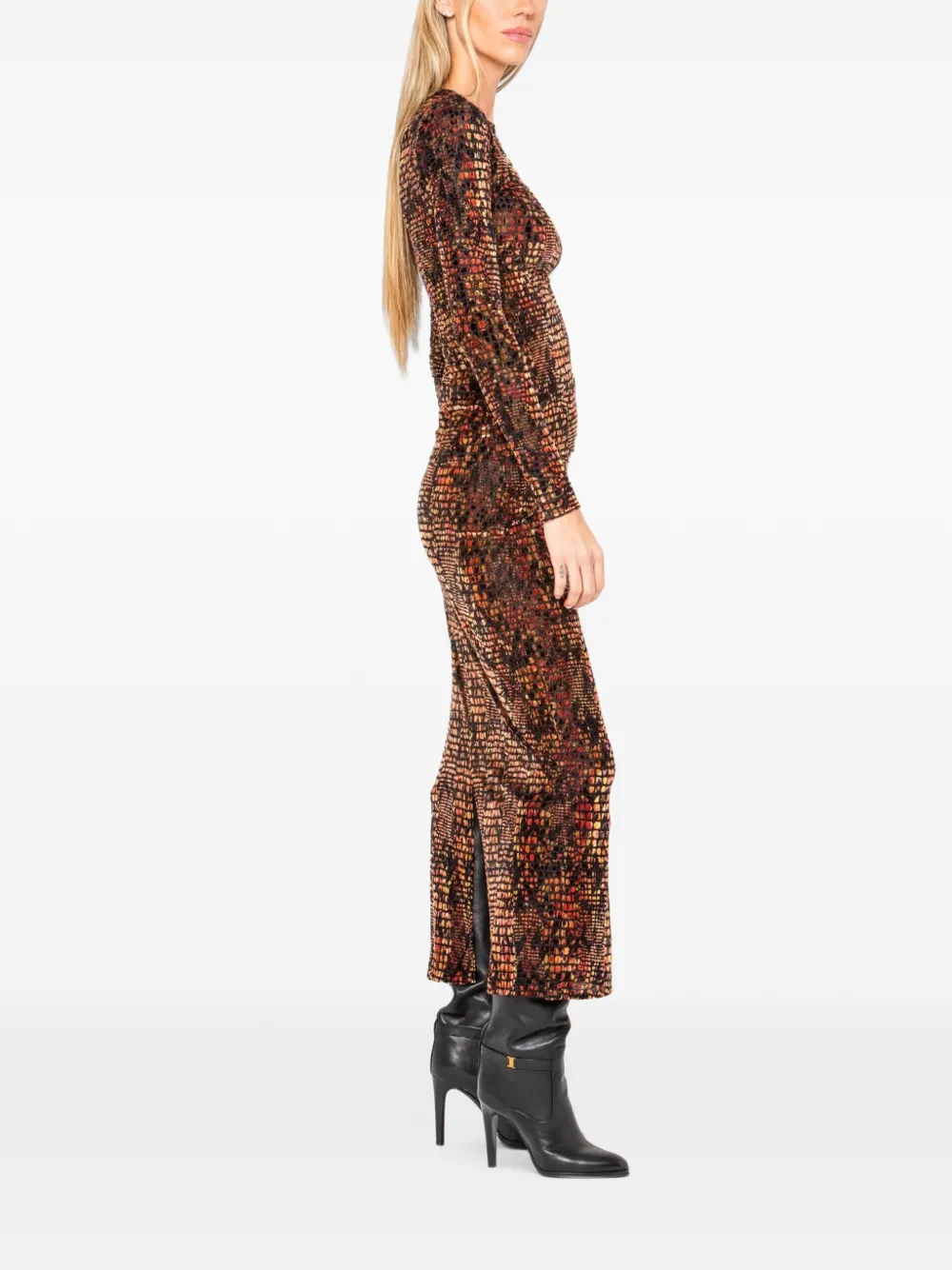 JBQ Hugo top met ruches en mozaiekprint Bruin