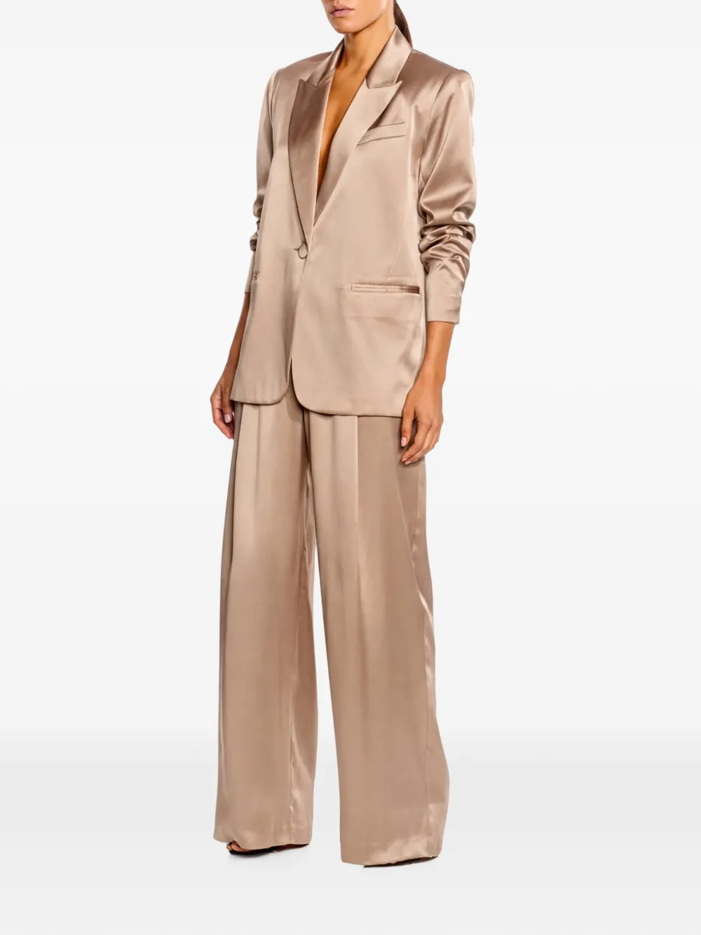 The Sei Ruimvallende broek met wijde pijpen Beige