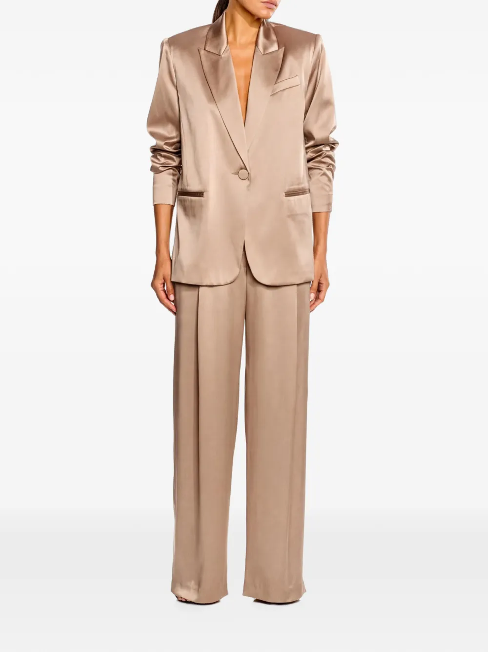 The Sei Ruimvallende broek met wijde pijpen Beige