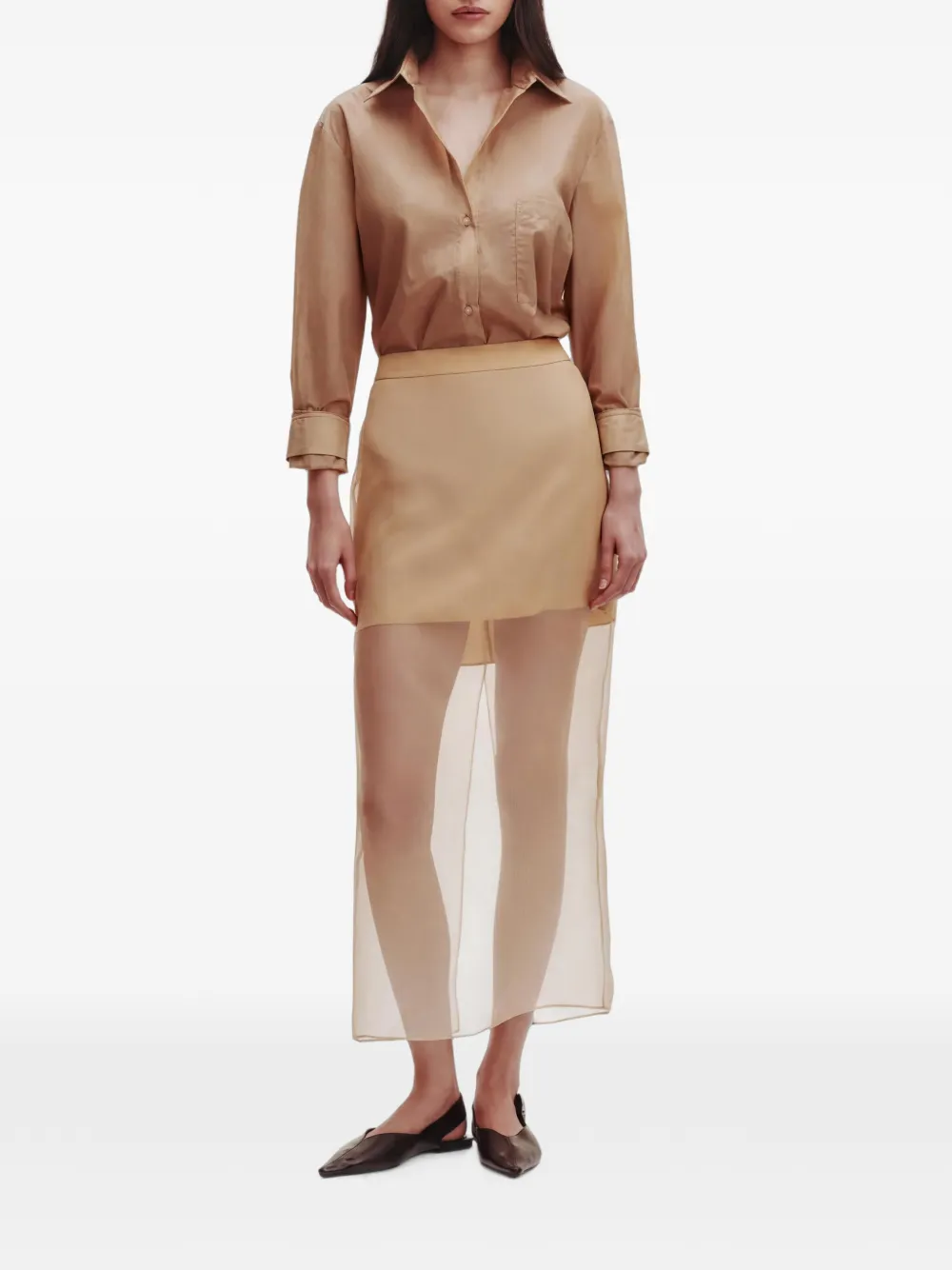 TWP sheer button-up shirt - Neutrals
