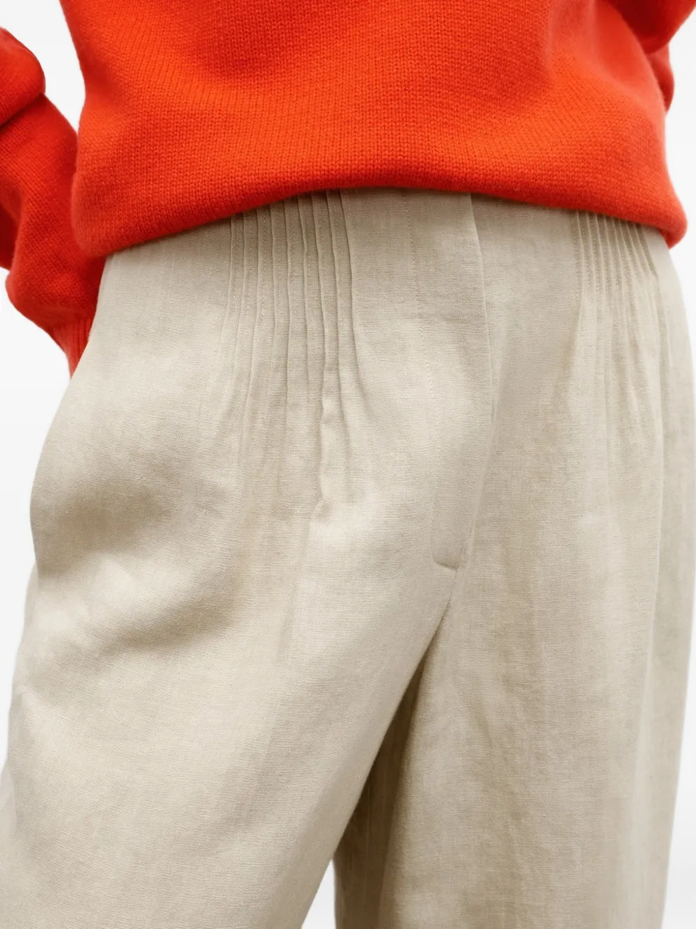 TWP Plooibroek met wijde pijpen Beige