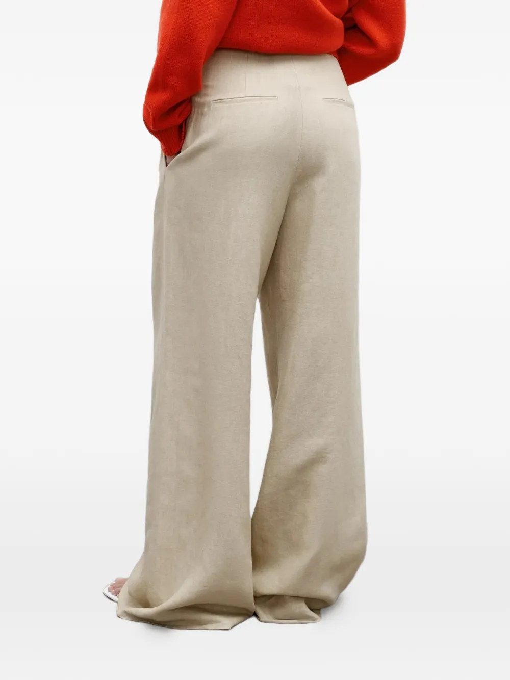 TWP Plooibroek met wijde pijpen Beige