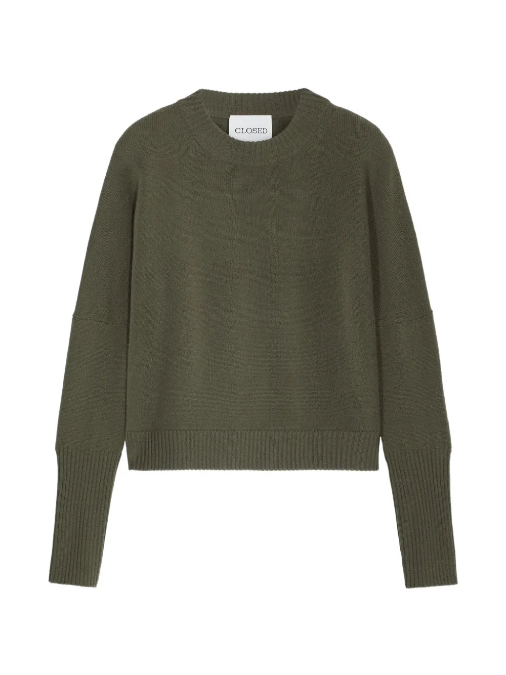 Closed ribbed-trim sweater - Verde