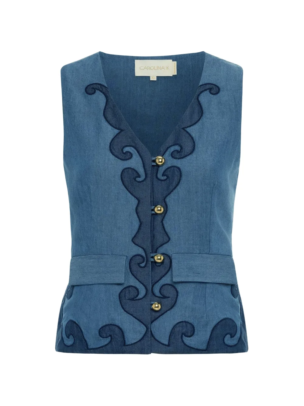 Carolina K appliqué denim top - Blu