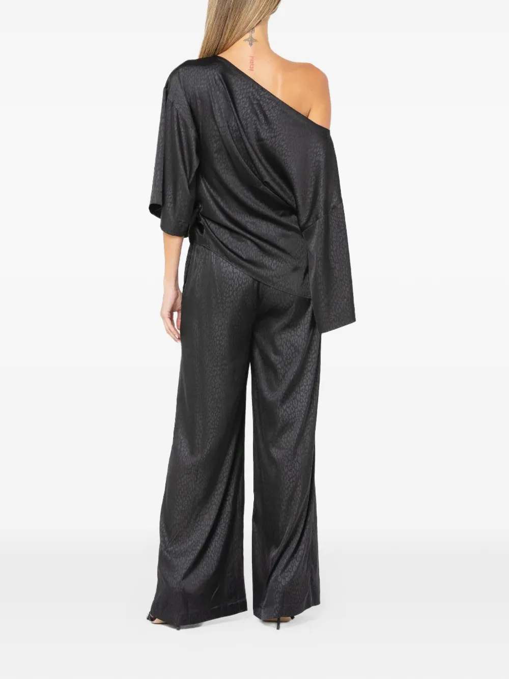 JBQ Claude broek met luipaardjacquard Zwart