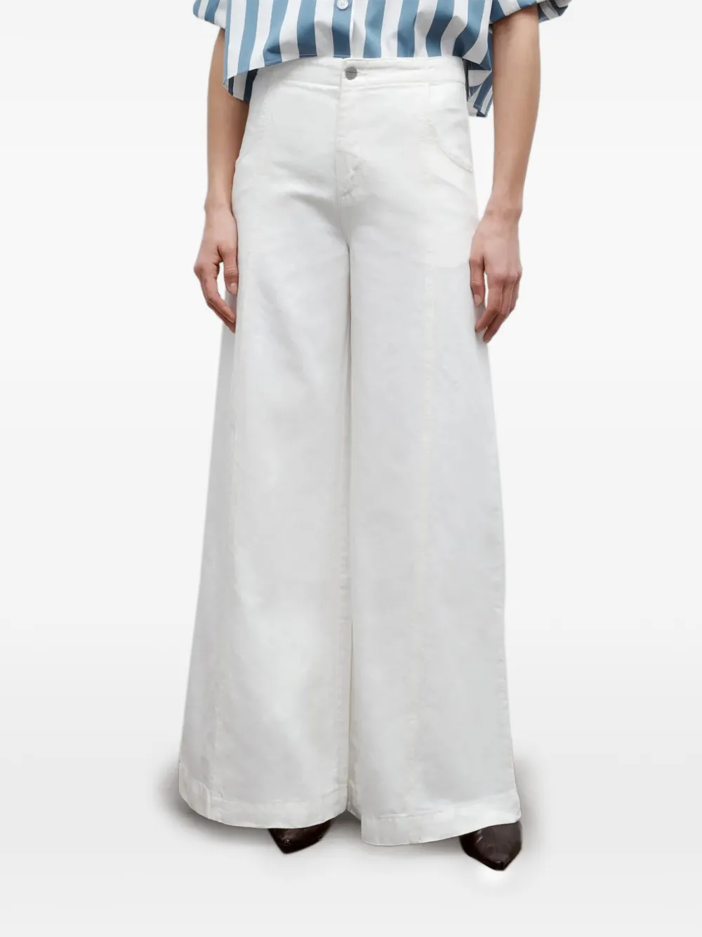 TWP Jeans a gamba ampia - Bianco