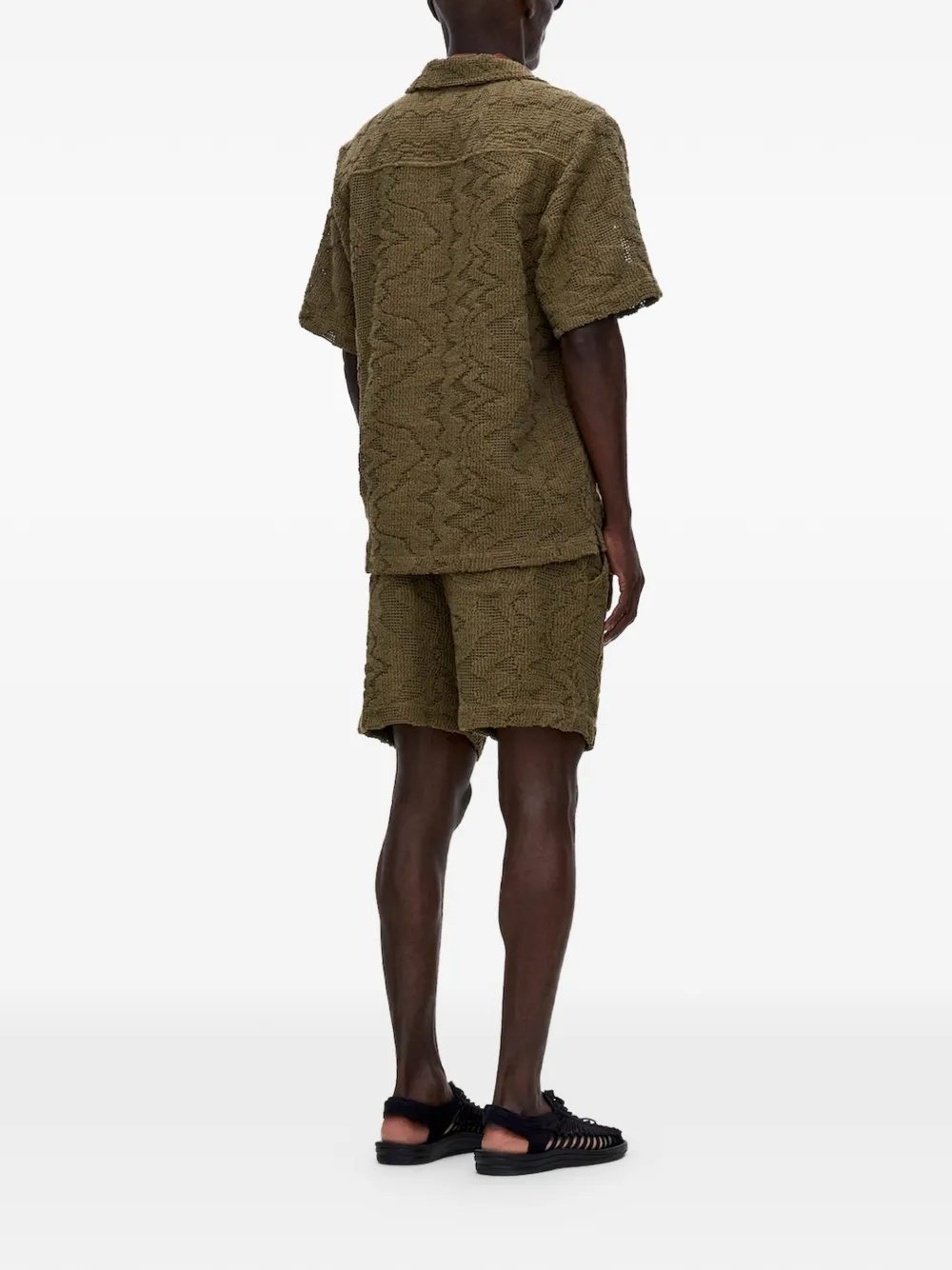OAS Company T-shirt met geometrisch jacquard Groen