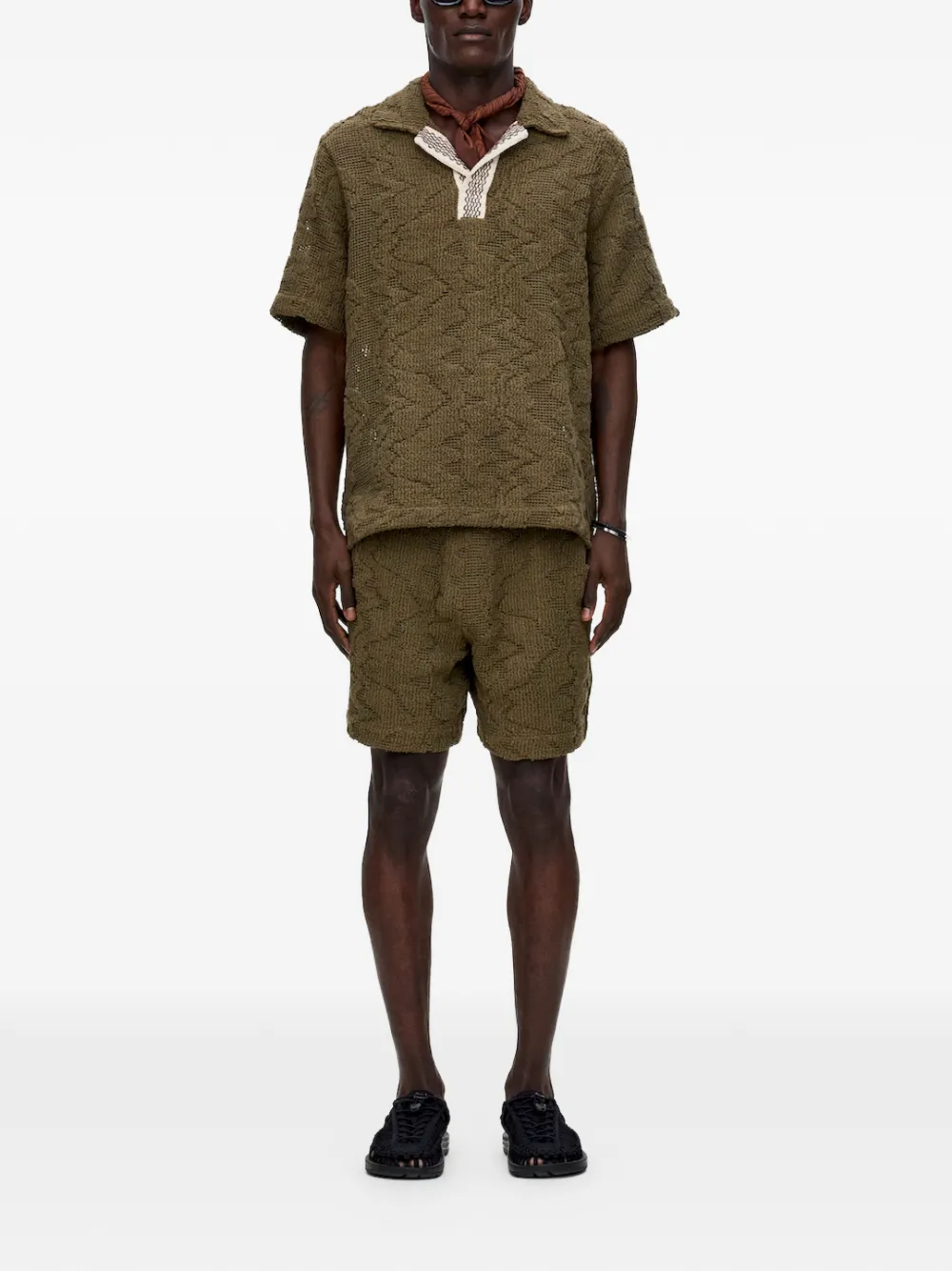 OAS Company T-shirt met geometrisch jacquard Groen