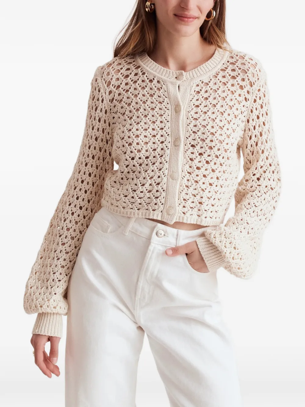 Toccin crochet-knit cardigan - Toni neutri