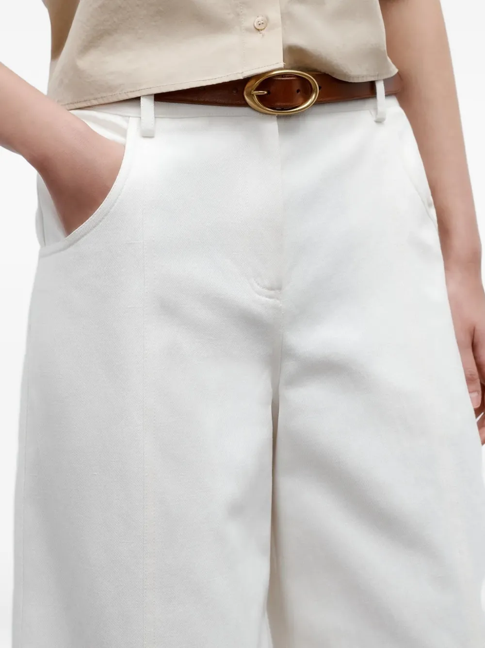 TWP Broek met wijde pijpen Wit