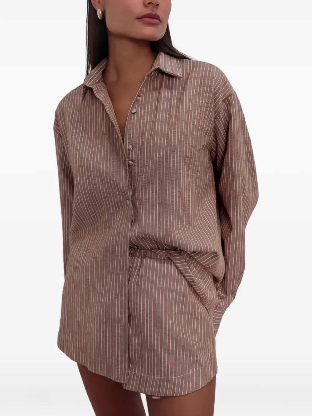 Taylor vertical-stripe shirt - Nude