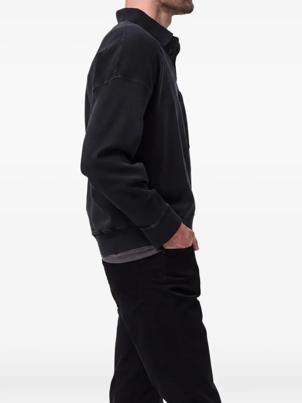 Citizens of Humanity Rugby Long-sleeve Polo Shirt in Grey, view 2