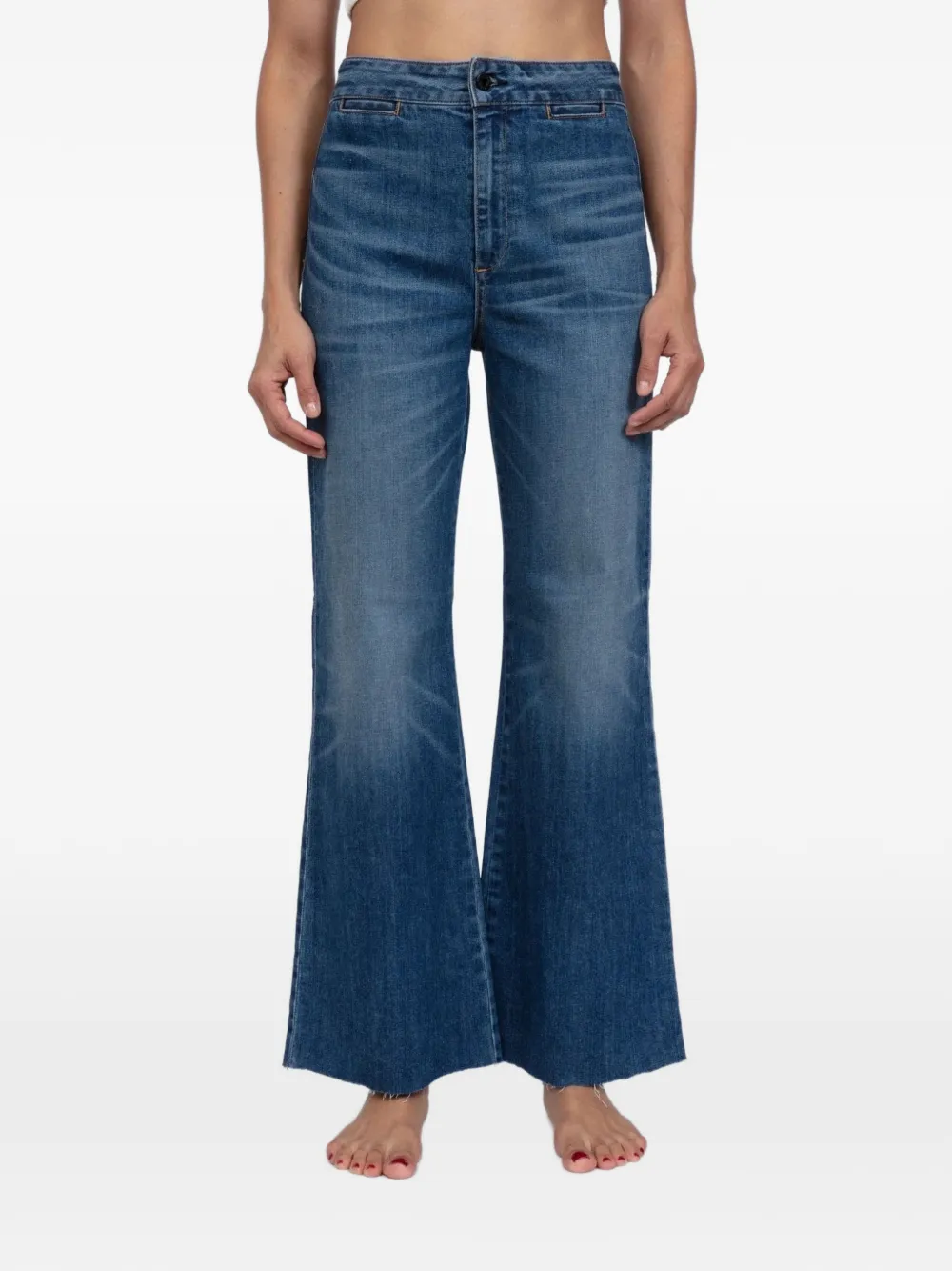 ASKK NY whiskered raw-hem jeans - Blu