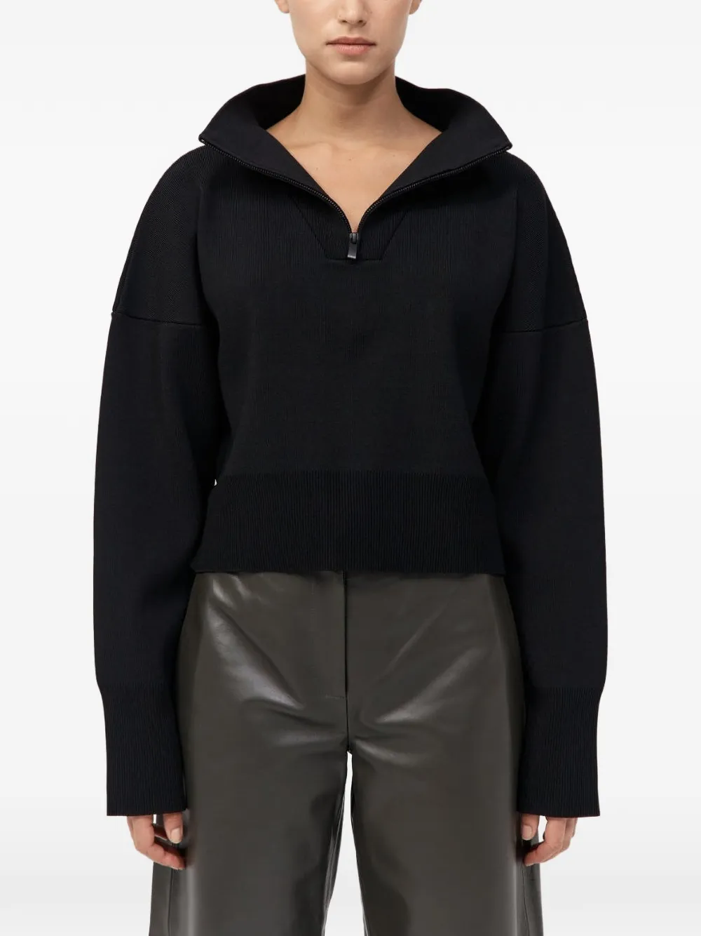 St. Agni Milano quarter-zip knit sweater - Nero