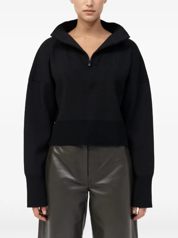 St. Agni Milano Quarter-zip Knit Sweater in Black