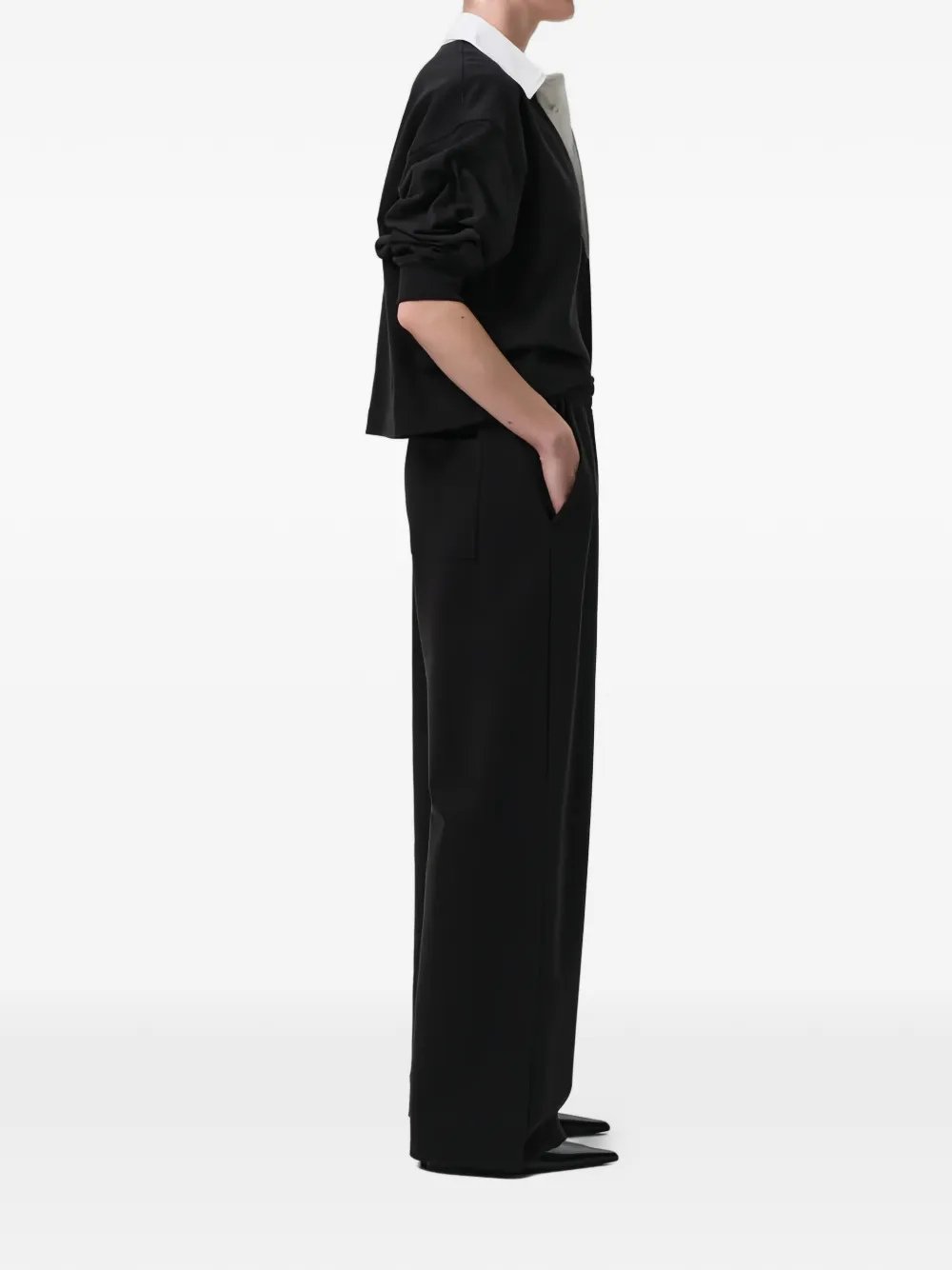 Citizens of Humanity Aris Rugby Drawstring Wide-leg Track Pants in Black, view 3
