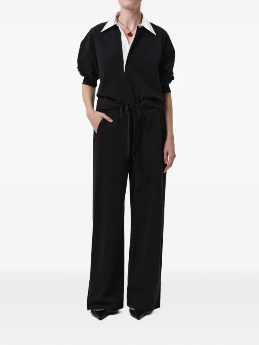 Citizens of Humanity Aris Rugby Drawstring Wide-leg Track Pants in Black, view 2