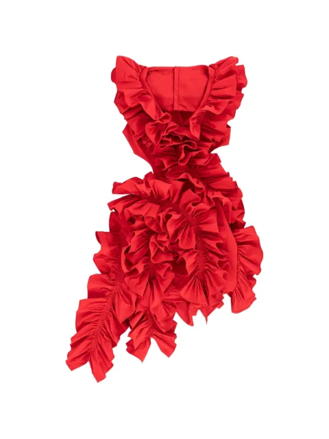 Aknvas Olive ruffled mini dress