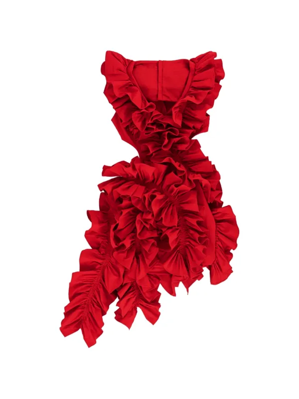 aknvas olive mini dress Aknvas Olive Ruffled Mini Dress | Red