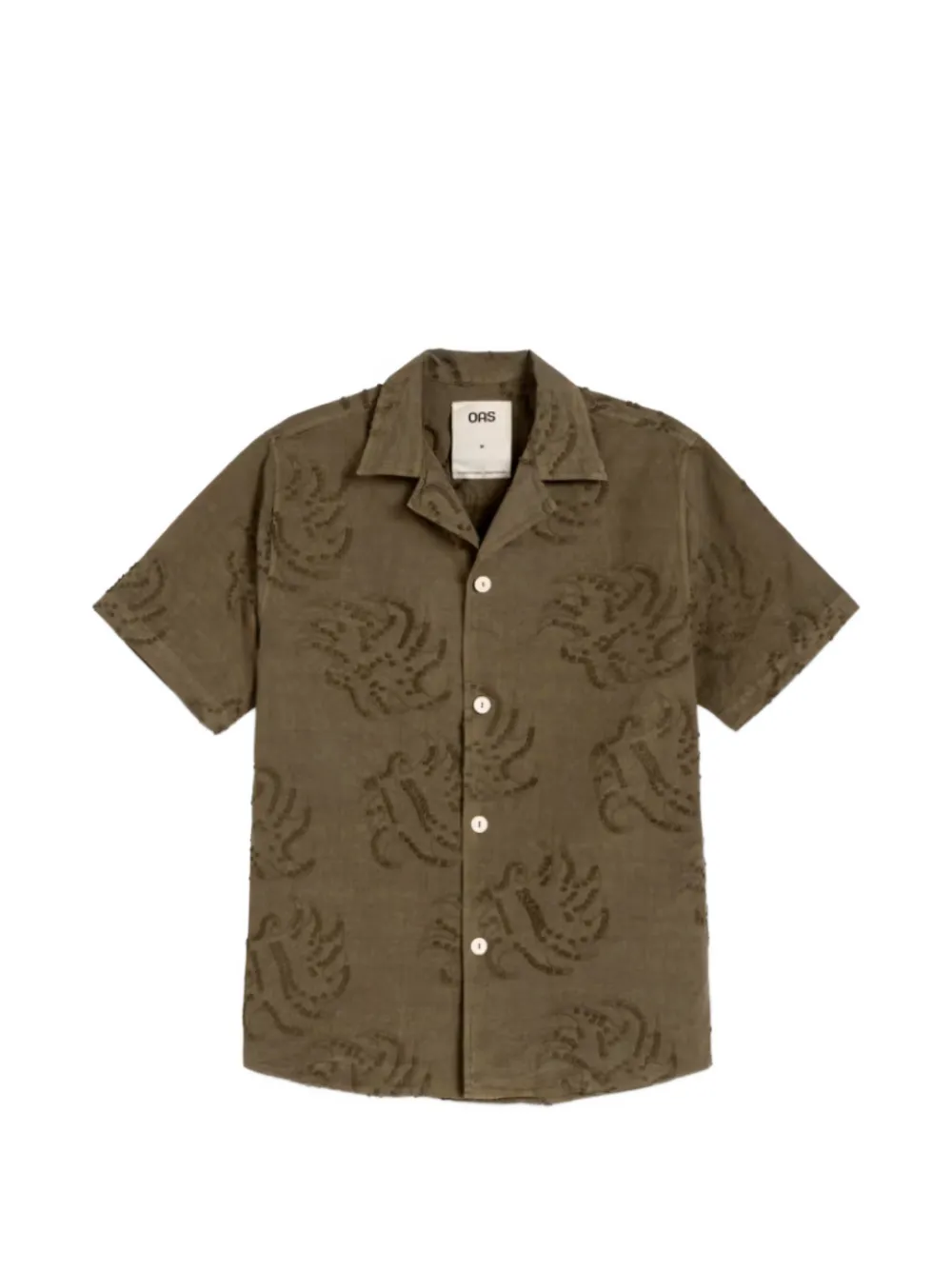 OAS Company Cuba fil-coupé leaf-pattern shirt - Verde