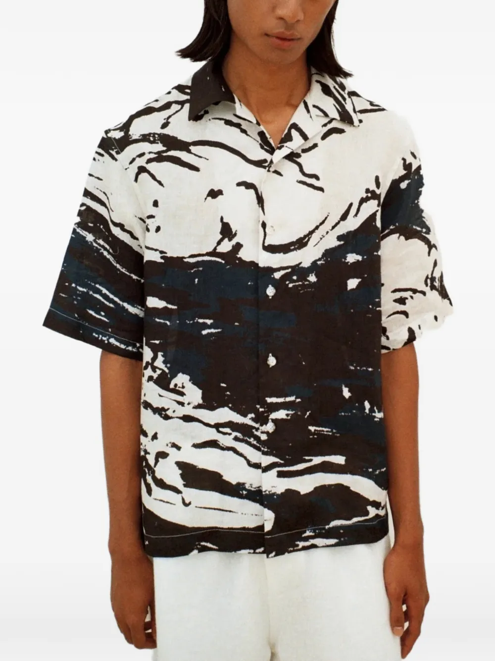 COMMAS abstract-print short-sleeve shirt - Weiß