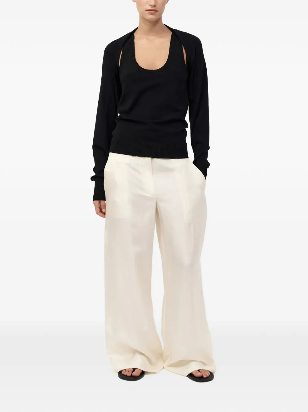 St. Agni Layered-design Sweater in Black, view 2