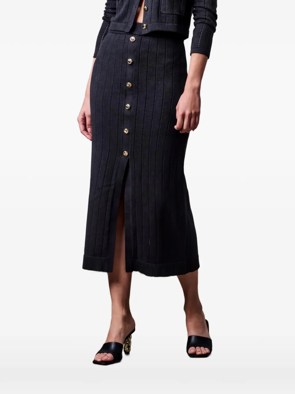 HEVRON Mia ribbed-knit skirt - Nero