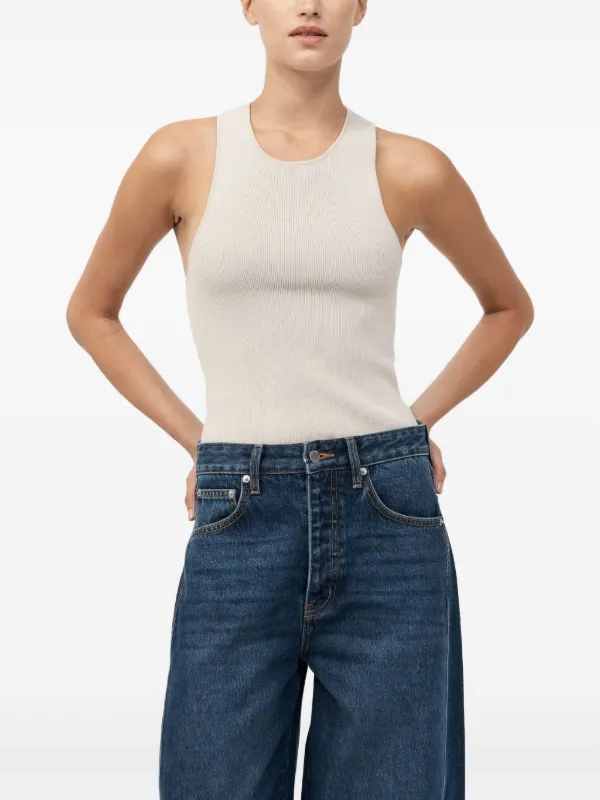 St. Agni Ribbed Racer-back Top in Neutrals