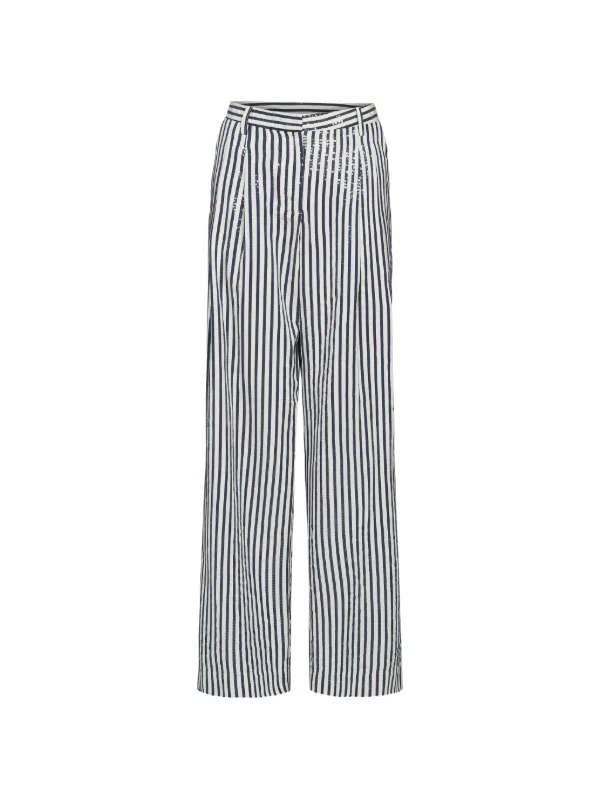 Twp Sulli Sequin-embellished Striped Trousers in White