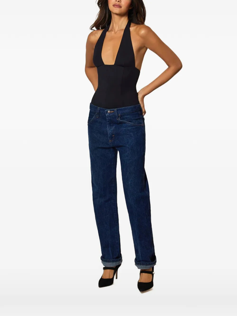 Kiki de Montparnasse halterneck plunging bodysuit - Blu