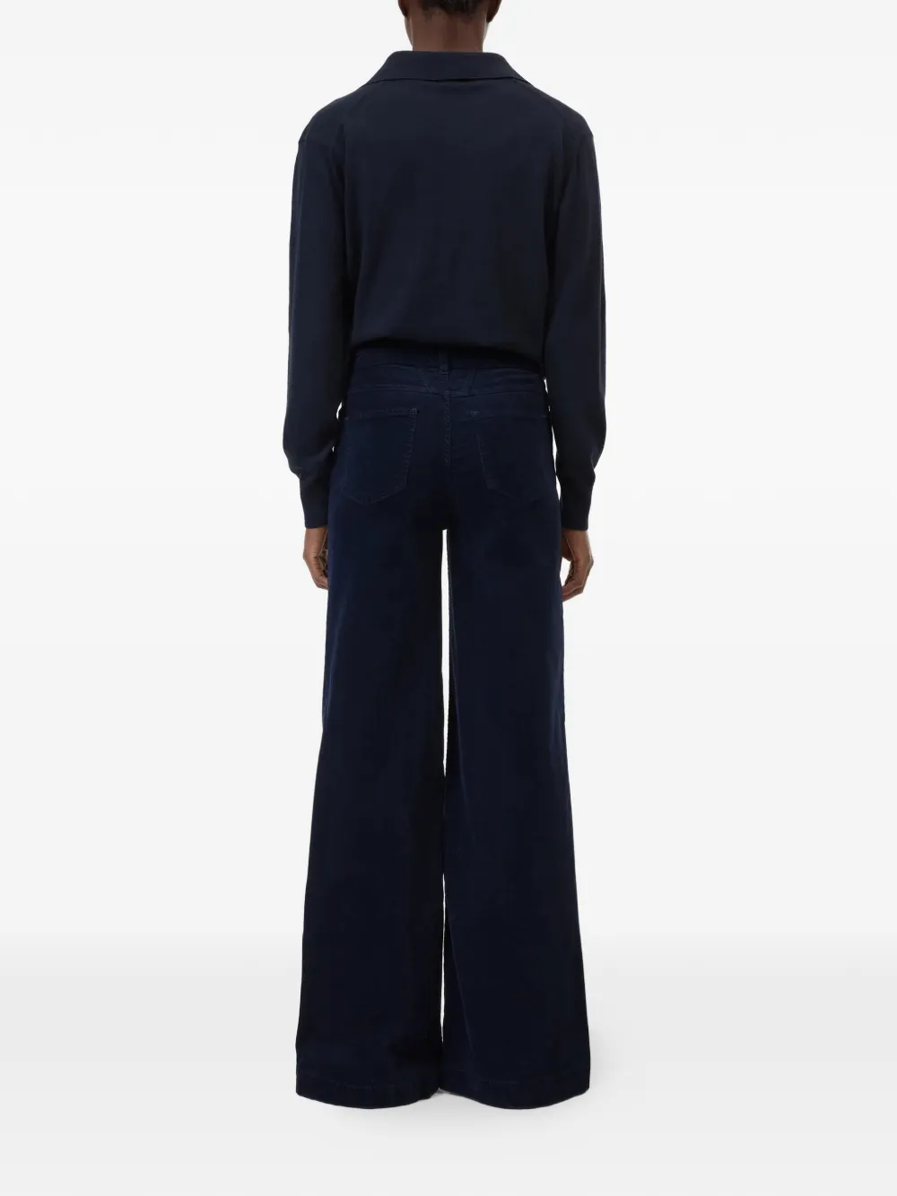 Closed Ribfluwelen broek met wijde pijpen Blauw