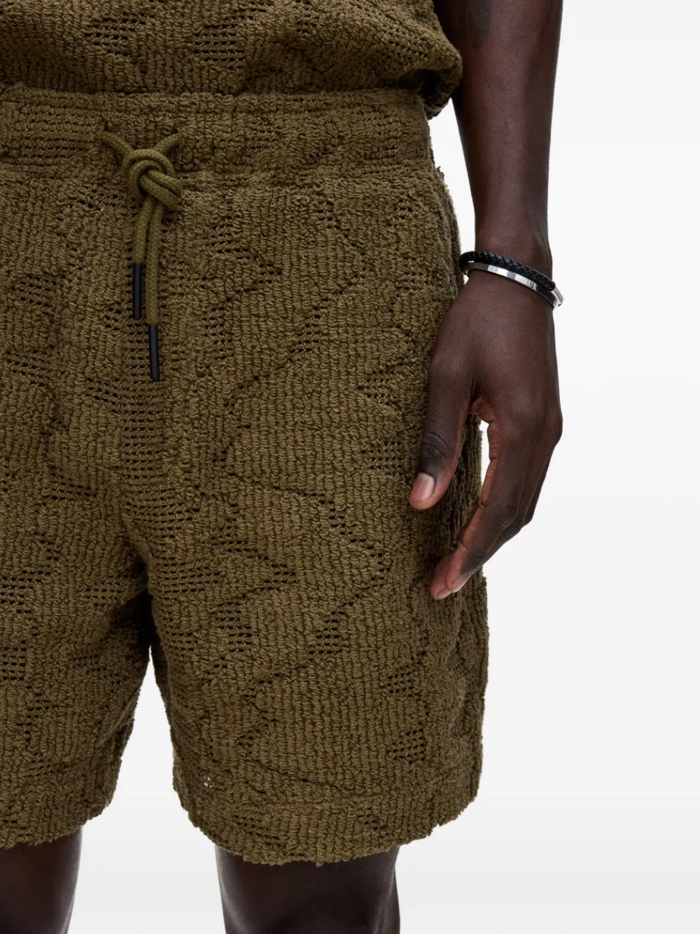 OAS Company Shorts met trekkoord en jacquard Groen
