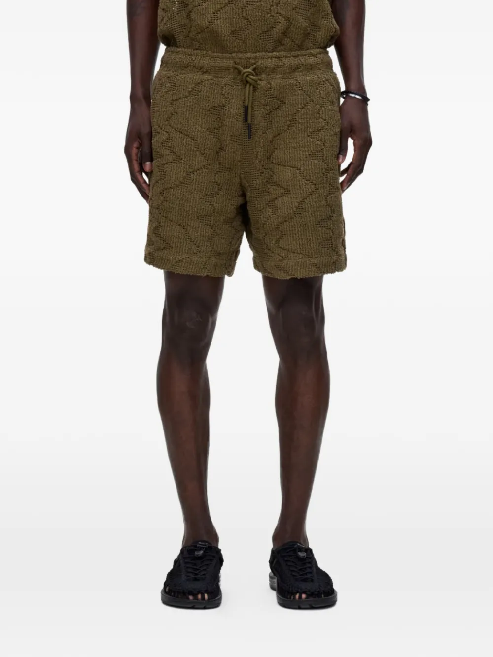 OAS Company Shorts met trekkoord en jacquard Groen