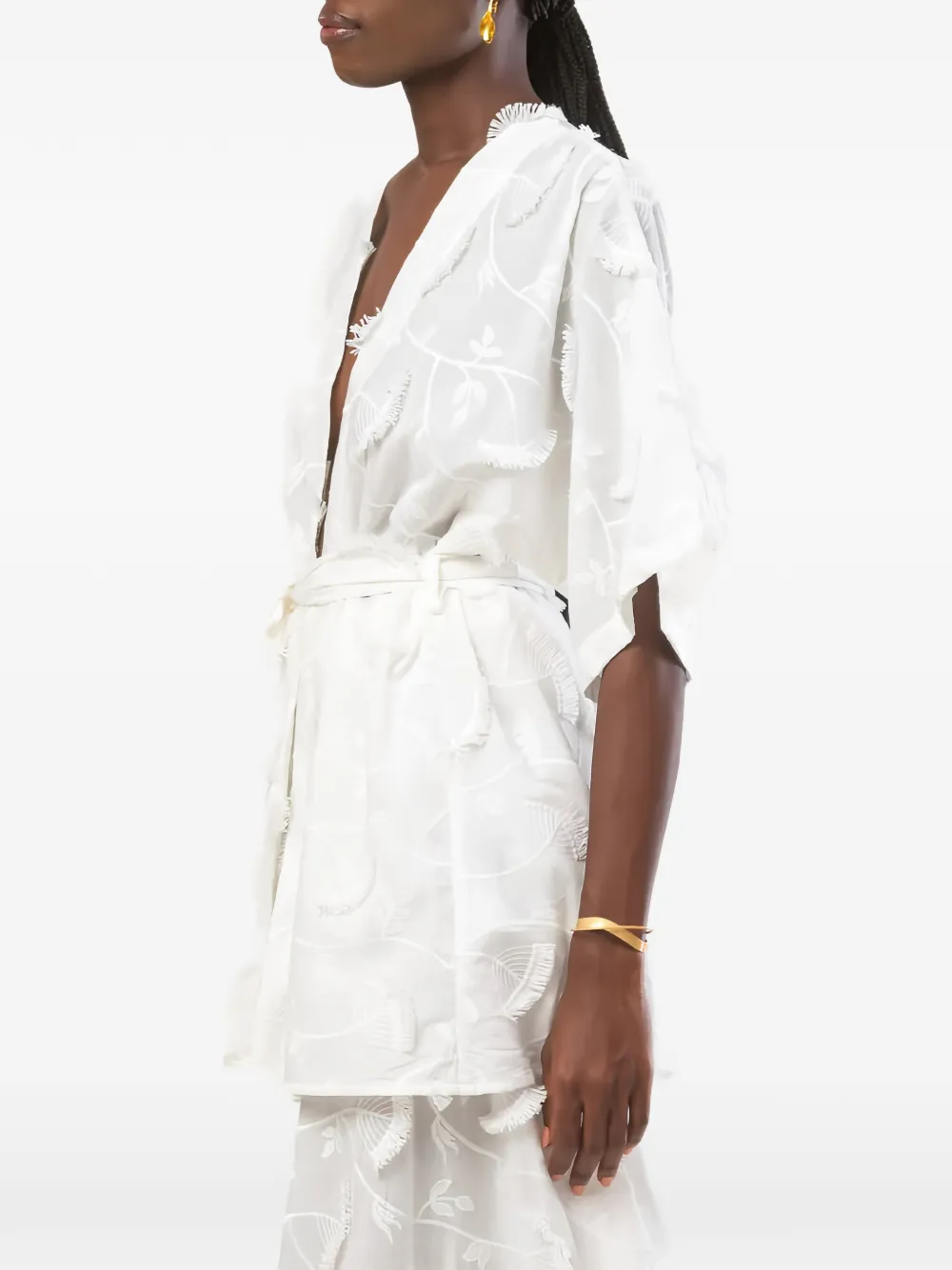 DIARRABLU Cabana kimono met borduurwerk en franje Wit