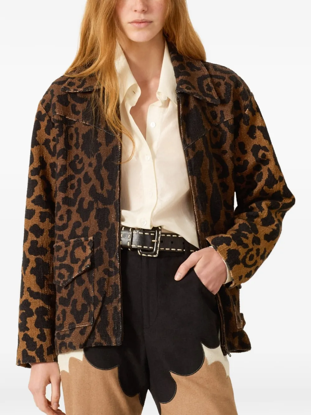 Alix of Bohemia Merise leopard-print textured jacket - Braun